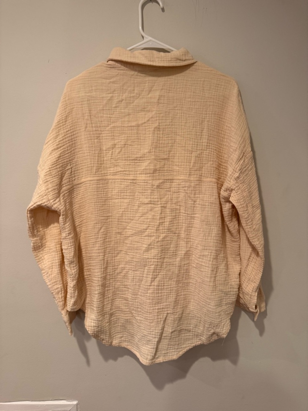 Altar'd State Oversized Gauze Button-Down Top in Tan Size L - Picture 2 of 7